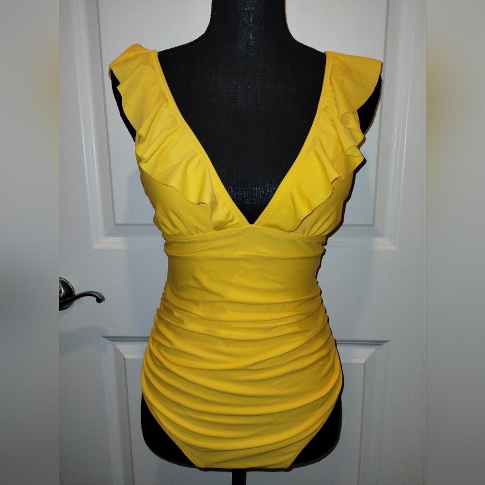 Cupshe Yellow Ruffled Swimsuit Size M